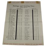 1947 Masters Saturday Pairing Sheet
