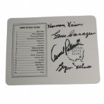 Multi-Signed Masters Scorecard - Palmer, Nelson, Keiser, and Sarazen JSA COA