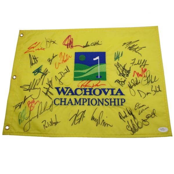 Field Signed Wachovia Championship Embroidered Flag-Pavin,Kite,Curtis,Furyk-JSA Cert