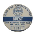 1971 PGA Championship Guest Badge - Nicklaus 9th Major Win 