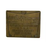1938 United States Open Brass Badge - Cherry Hills - Ralph Guldahl Champion