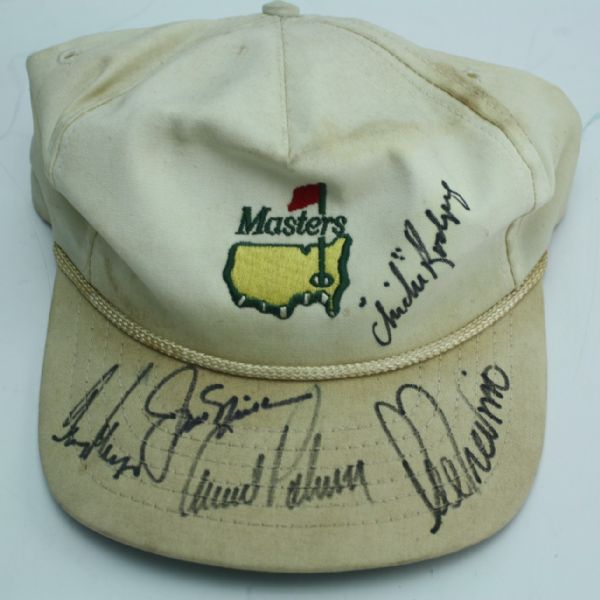 Multi-Signed Masters Visor and Hat with 1991 Journal and Caddy Hat JSA COA