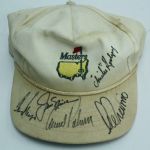 Multi-Signed Masters Visor and Hat with 1991 Journal and Caddy Hat JSA COA