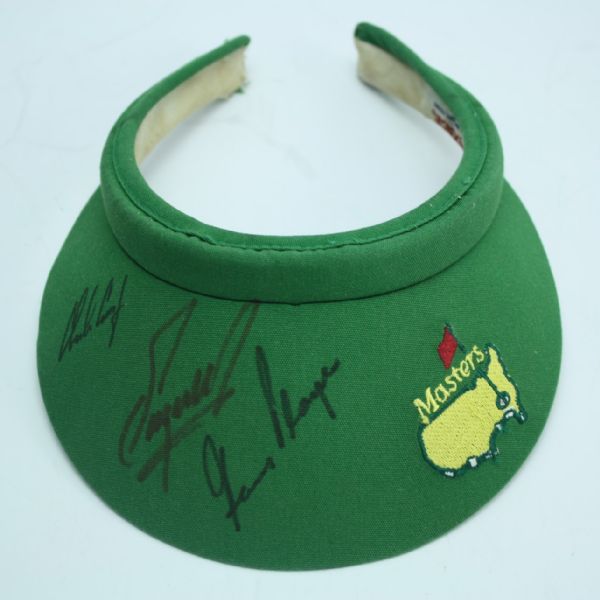 Multi-Signed Masters Visor and Hat with 1991 Journal and Caddy Hat JSA COA