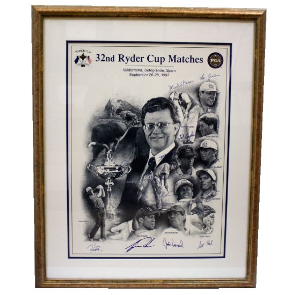 1997 "32nd" Ryder Cup Matches Matted and Framed Poster with Printed Signatures