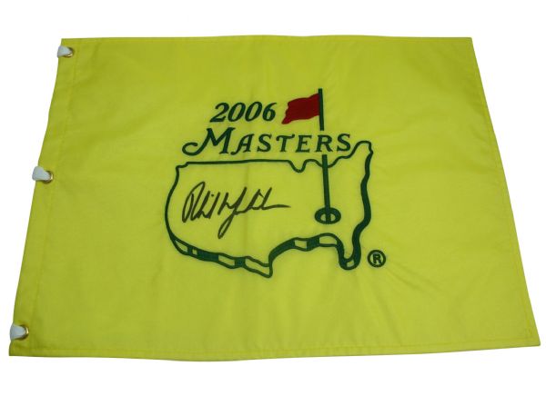 Phil Mickelson Signed 2006 Masters Embroidered Flag JSA COA