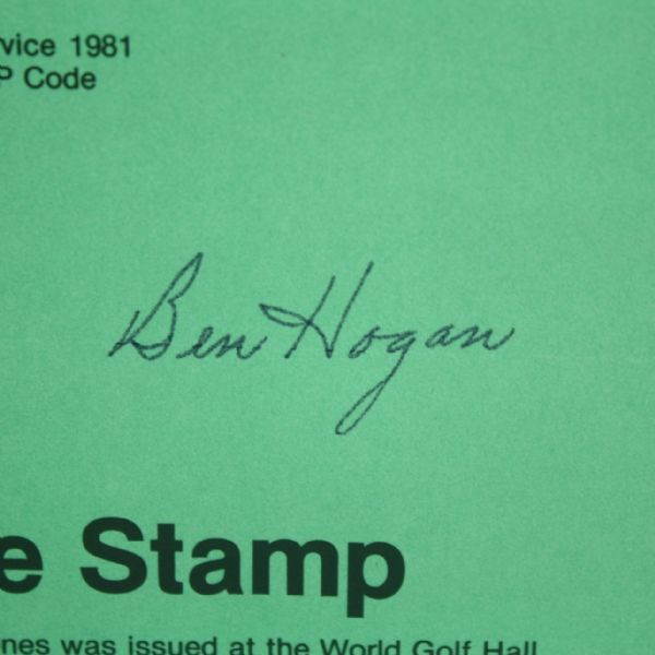 Ben Hogan Signed 'Bobby Jones Commemorative Stamp' Sheet PSA #E60163