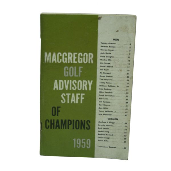 1959 MacGregor Golf Advisory Staff Booklet – “Staff of Champions”