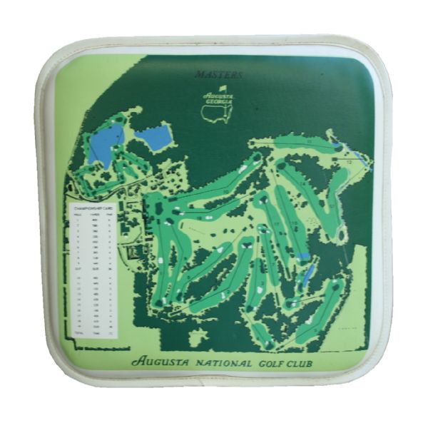 1970s Masters Logoed Seat Cushion Depicts Vintage Course Layout 