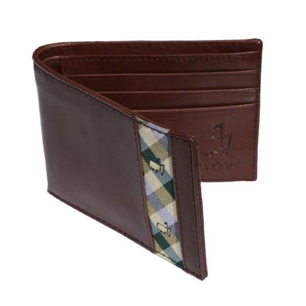 Brown Masters Green Plaid Inlay Slimfold Leather Wallet-Trafalgar of Norwalk-2015 Issue