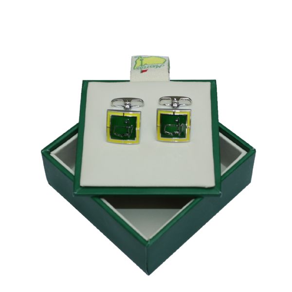 Green and Yellow Enamel Undated Cuff Links