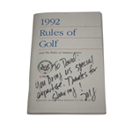 1992 Rules of Golf to David Eger from the USGA