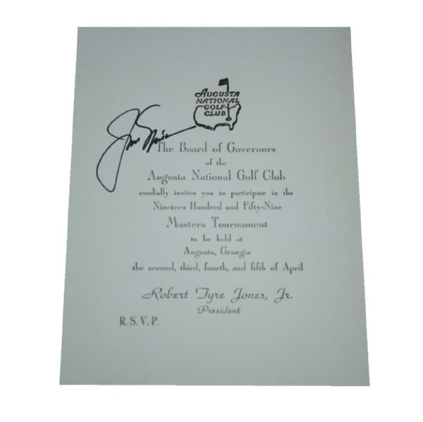 Jack Nicklaus Signed Reproduction 1959 Masters Tournament Invitation Letter JSA COA