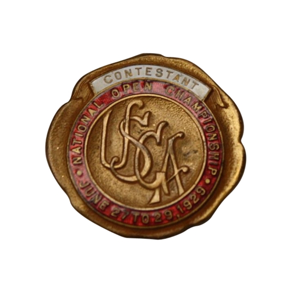 1929 US Open Contestant Badge - Bobby Jones Third Open Win -Stunning Condition!