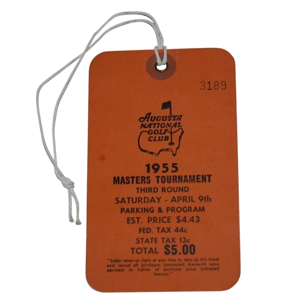 1955 Masters Saturday Ticket-TOP CONDITION EXAMPLE!