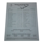 Mark OMeara Signed 1998 Sunday Masters Pairing Sheet JSA COA