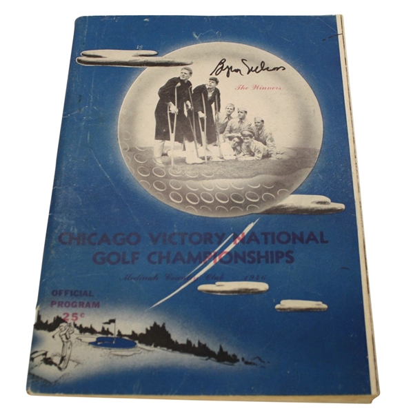 Byron Nelson Signed 1946 Chicago Victory National Championship Program JSA COA