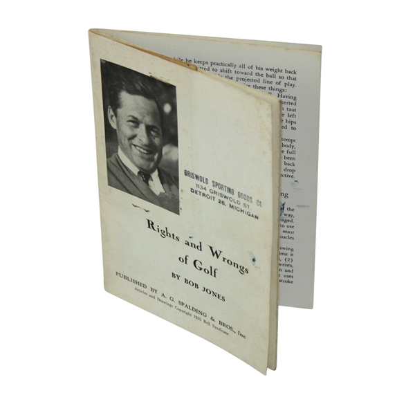 Bobby Jones Rights and Wrongs of Golf" Booklet - 1935