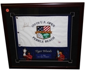 Tiger Woods Signed Ltd Ed 100th US Open at Pebble Beach Flag UDA 415/500 #BAJ09881