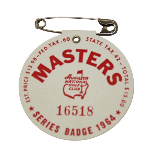 1964 Masters Tournament Badge - #16518