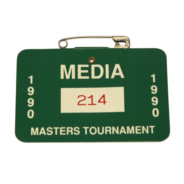 1990 Masters Tournament Media Badge #214-Nick Faldos 2nd Masters win