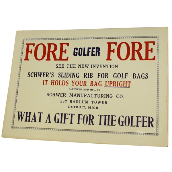 1930s Golf Bag Stand Broadside Advertising - Clean - Schwer Invention