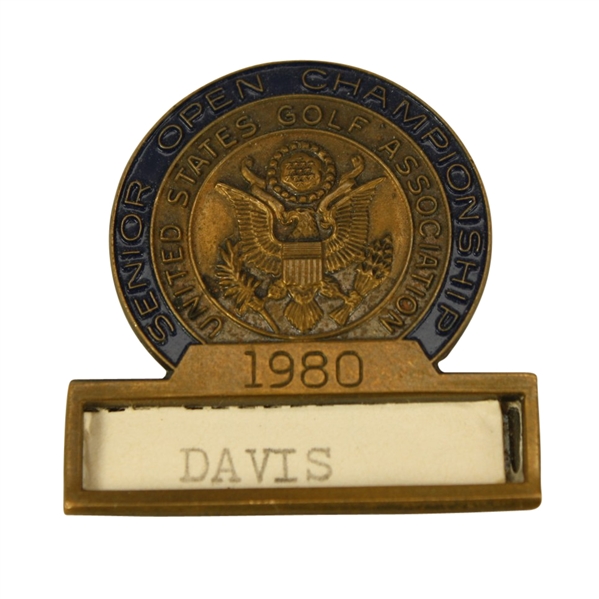 1980 US Senior Open Contestant Pin - USGA 1st Senior Championship Held - Bill Davis
