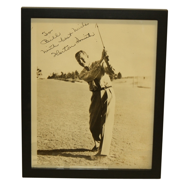 Horton Smith Signed 8x10 B&W Photo-1934 Masters Champ, HOF, D-1963- Framed JSA COA