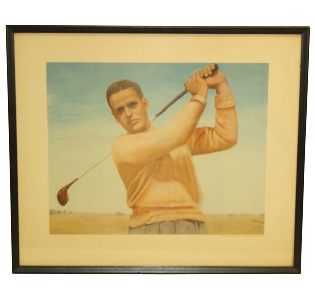 Original Print of Dwight Eisenhowers Painting of Bobby Jones-With Ike Thank You Note