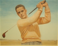 Original Print of Dwight Eisenhower's Painting of Bobby Jones-With Ike Thank You Note