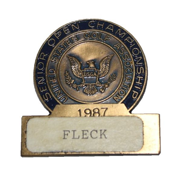 Jack Flecks 1987 US Senior Open Contestant Pin-First of Gary Players Back-to-Back 