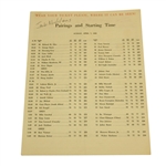 1963 Masters SUNDAY Pairing Sheet -Jack Nicklaus First Masters Victory