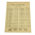 1964 Masters Saturday Pairing Sheet -Arnold Palmers Fourth Win At Augusta