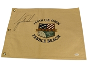 Tiger Woods Signed Tan Canvas Pebble Beach 2000 Flag - Tiger Slam (1) JSA #X96557