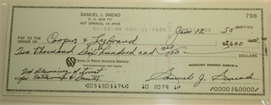 Lot of Two Sam Snead Signed Checks - PSA Encapsulated #83511546 and #83511613