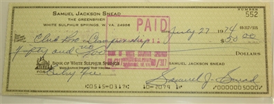 Lot of Two Sam Snead Signed Checks - PSA Encapsulated #83511546 and #83511613