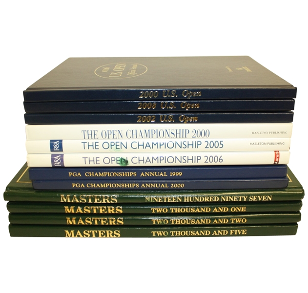 Lot of Tiger Woods Major Championship Annuals - Masters, PGA, US Open, and OPEN