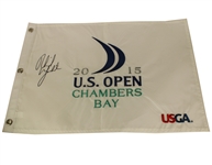 Phil Mickelson Signed 2015 US Open Embroidered White Flag - Chambers Bay JSA COA