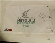 Phil Mickelson Signed 2015 US Open Embroidered White Flag - Chambers Bay JSA COA