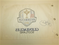 Rory McIlroy Signed 2014 Ryder Cup Embroidered Gleneagles Flag JSA #M41092