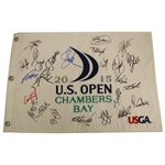 Multi-Signed 2015 US Open Chambers Bay White Embroidered Flag SPIETH, DJ, DAY! - 26 Stars JSA COA