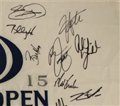 Multi-Signed 2015 US Open Chambers Bay White Embroidered Flag SPIETH, DJ, DAY! - 26 Stars JSA COA