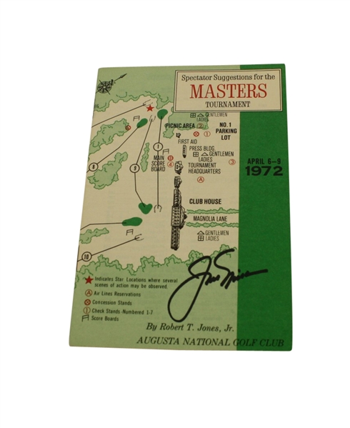 1972 Masters Spec Guide Signed by Jack Nicklaus-4th of 6 Wins @ Augusta- JSA COA