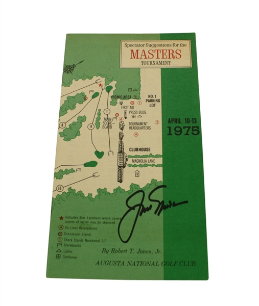 1975 Masters Spec Guide Signed by Jack Nicklaus-13th Career Major Win- JSA COA