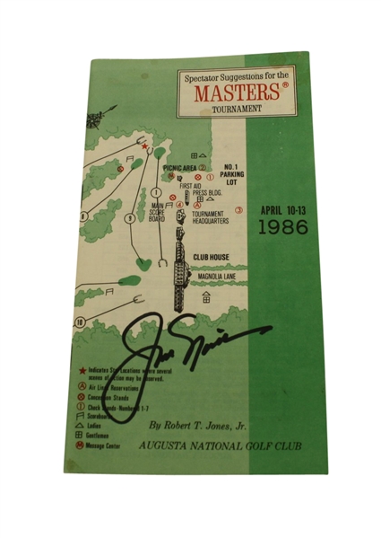 1986 Masters Spec Guide Signed by Jack Nicklaus JSA COA