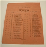 1939 Western Open Program with Pairing Sheet and Scorecard -Byron  Nelson Win 