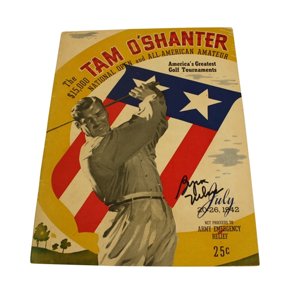 1942 Tam OShanter Program Signed by Winner Byron Nelson JSA COA