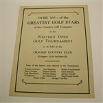 1929 Western Open Tournament Advertising Poster-Ozaukee C.C. Milwaukee, WI