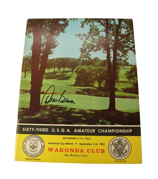 1963 US Amateur Championship Program Signed by Deane Beaman - Wakonda Club JSA COA