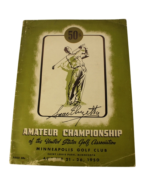1950 US Amateur Championship Program Minneapolis GC Signed by Sam Urzetta JSA COA